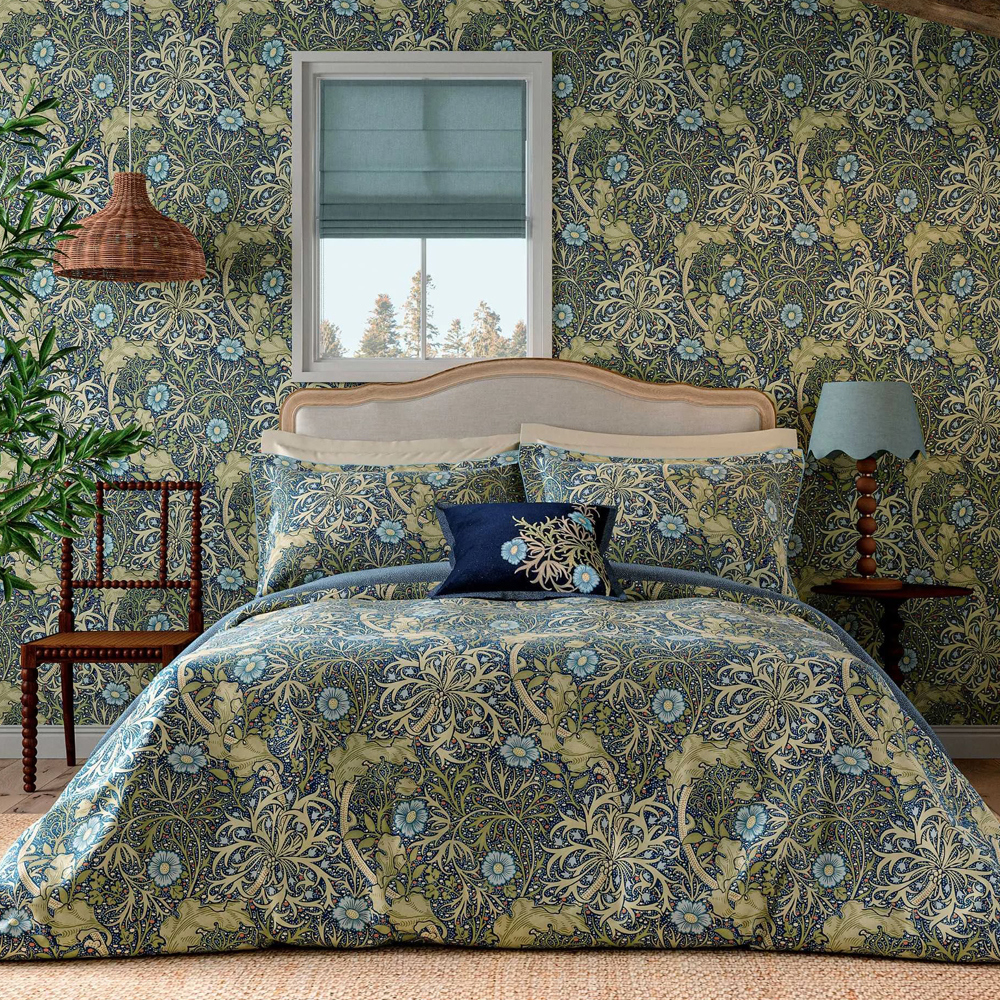 Morris & Co Seaweed Cobalt & Thyme Duvet Cover Set